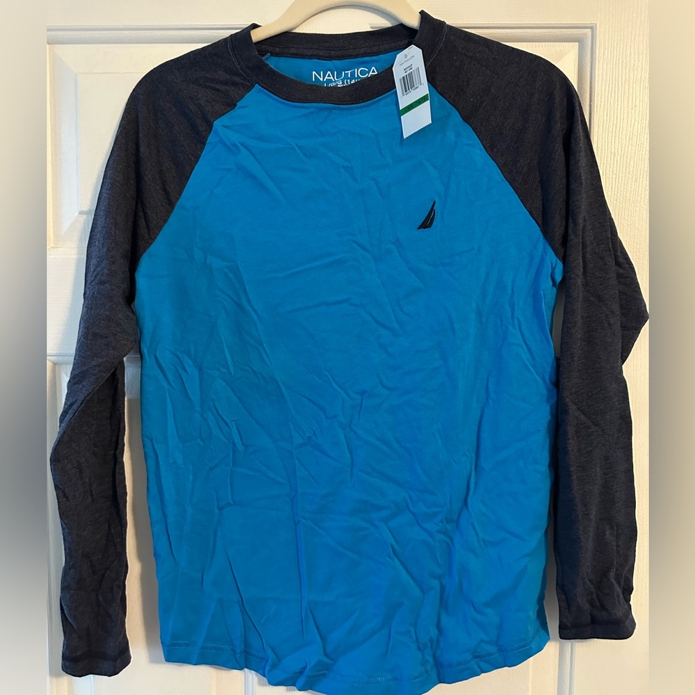 Nautica Boy’s Two Tone Blue Long Sleeve Shirt